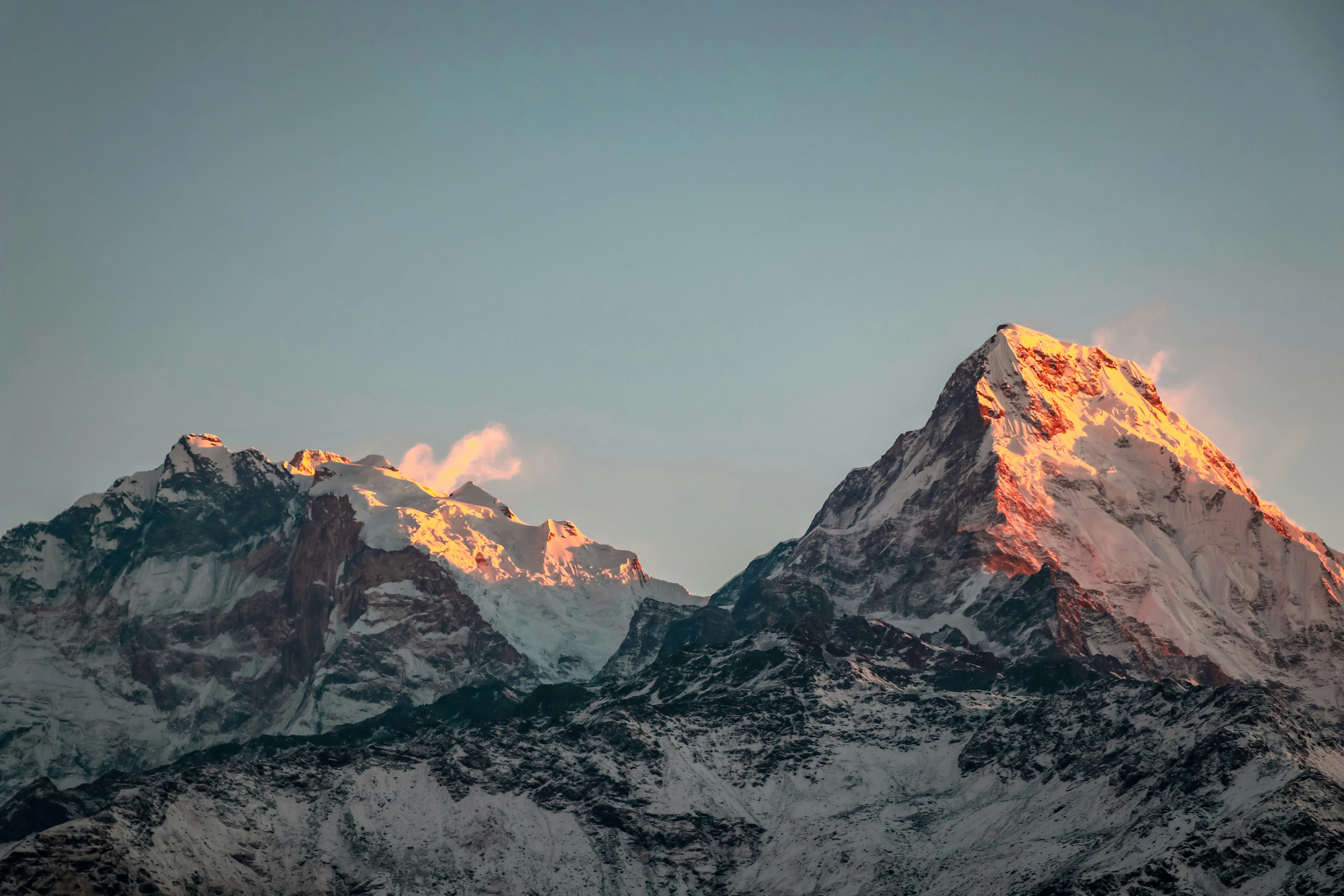 Alpenglow on Machapuchare at sunrise