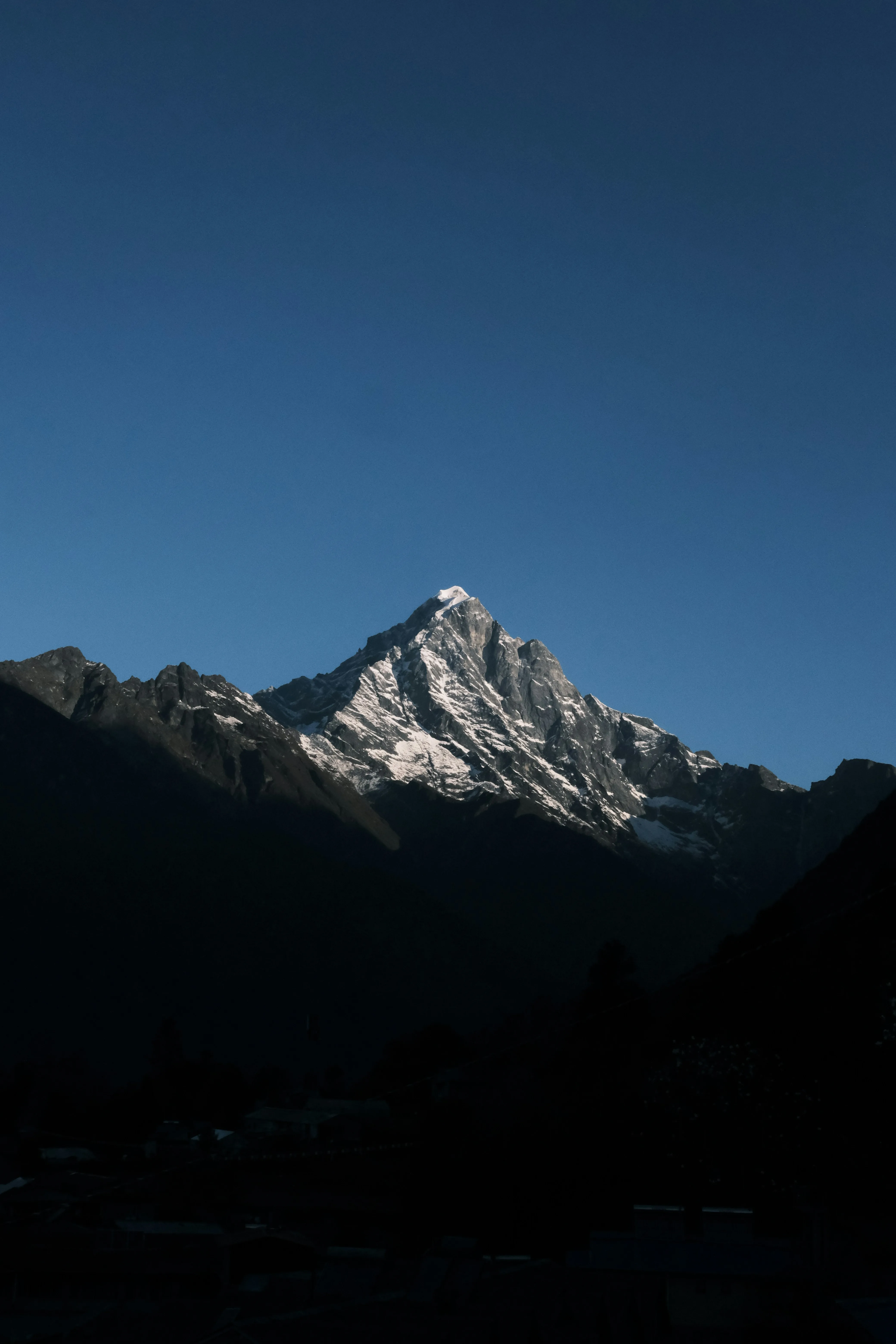 Dramatic mountain peak at dusk in the Everest region