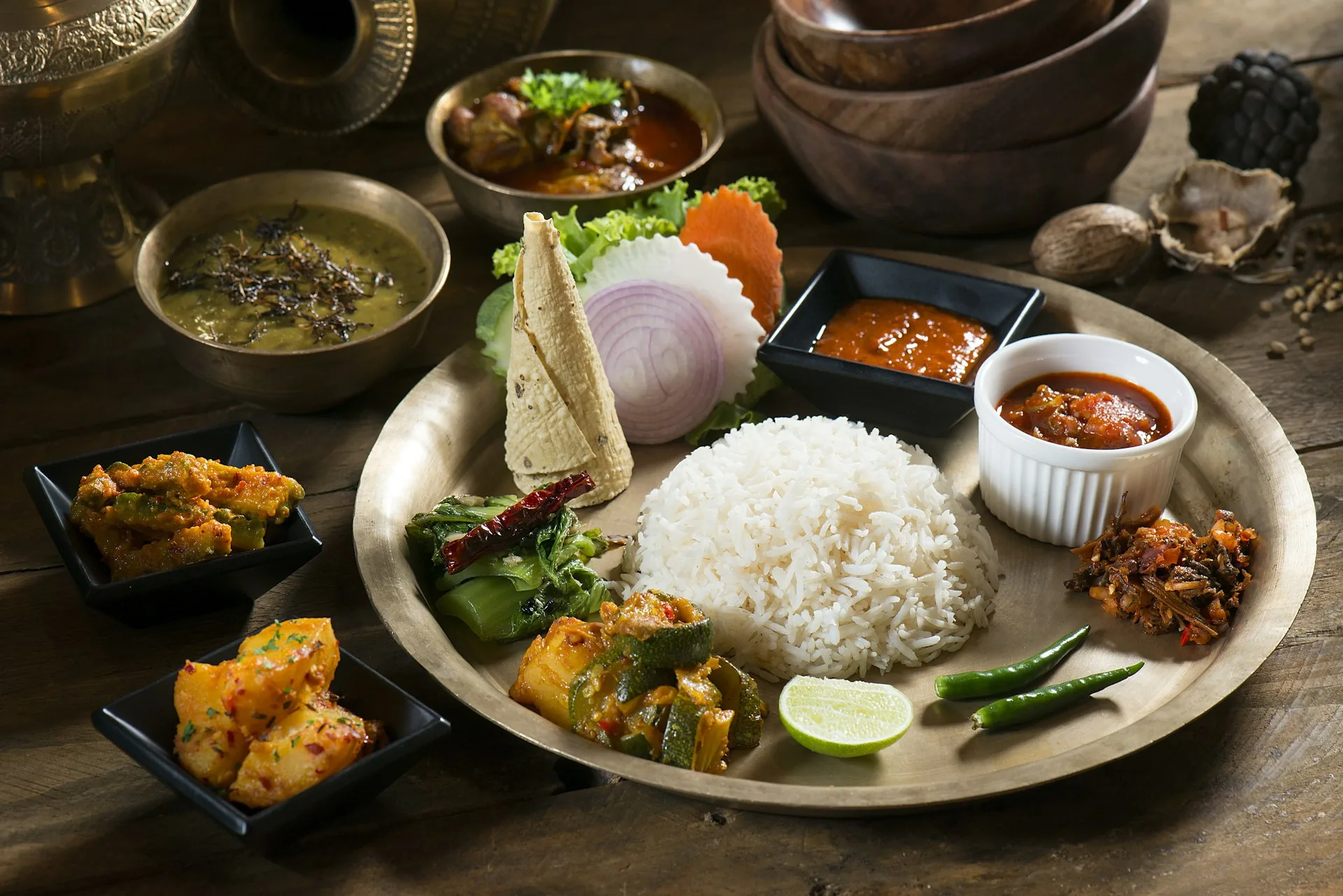 Freshly cooked dal bhat — the final product