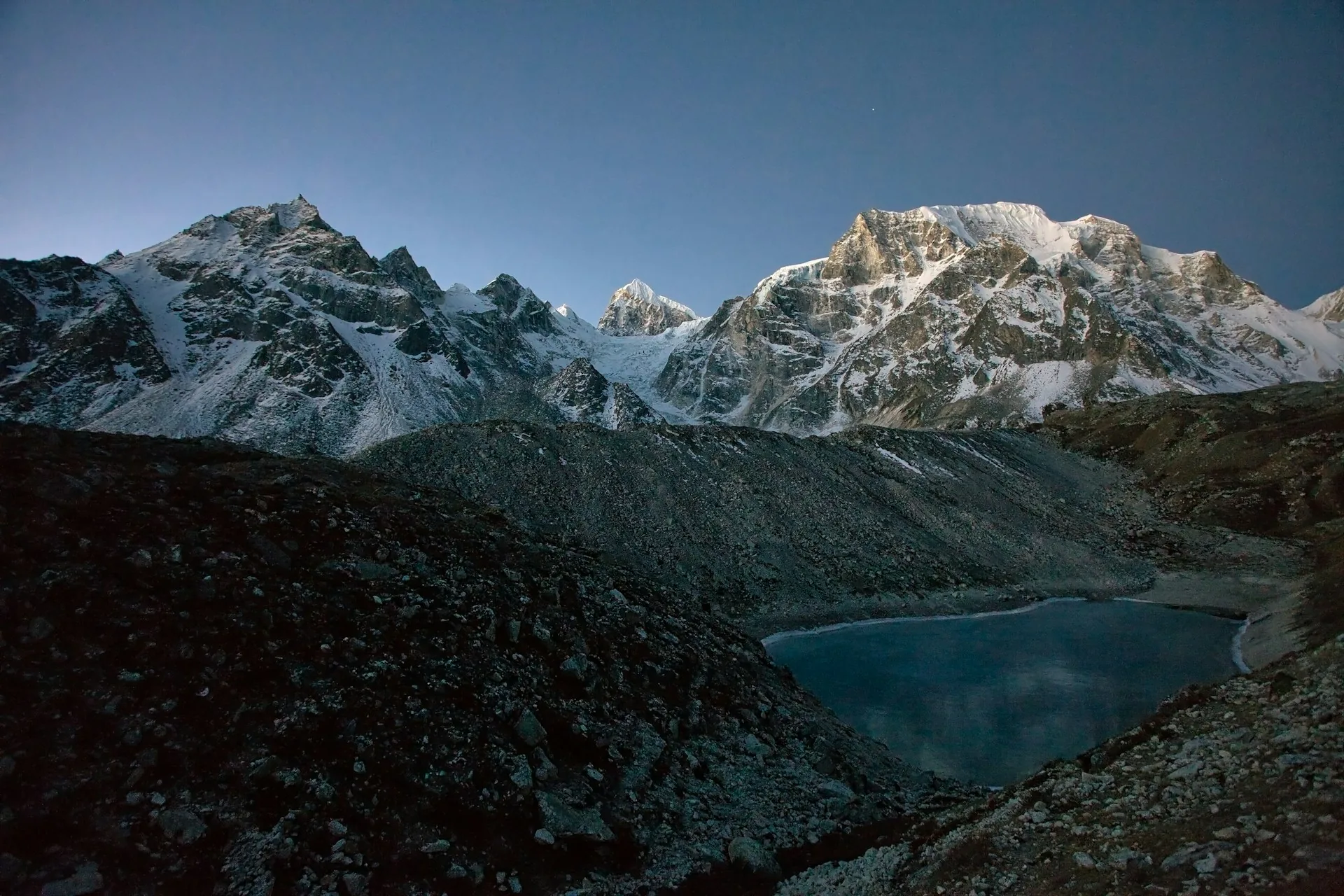 Mountain reflection in a Manaslu Circuit lake