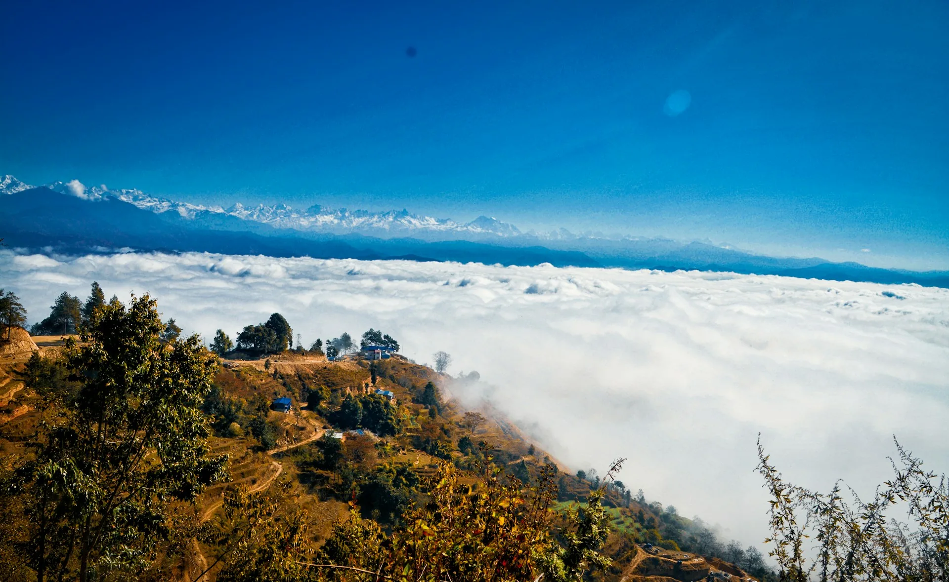 Himalayan panorama from Nagarkot at sunrise